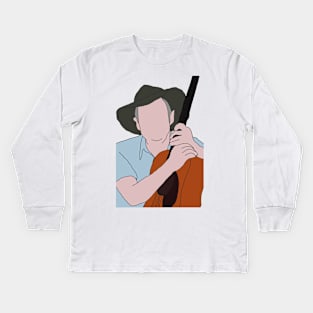 Slim Dusty with Guitar Kids Long Sleeve T-Shirt